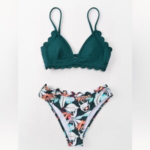 NWT Cupshe Green Scalloped Edge Bikini